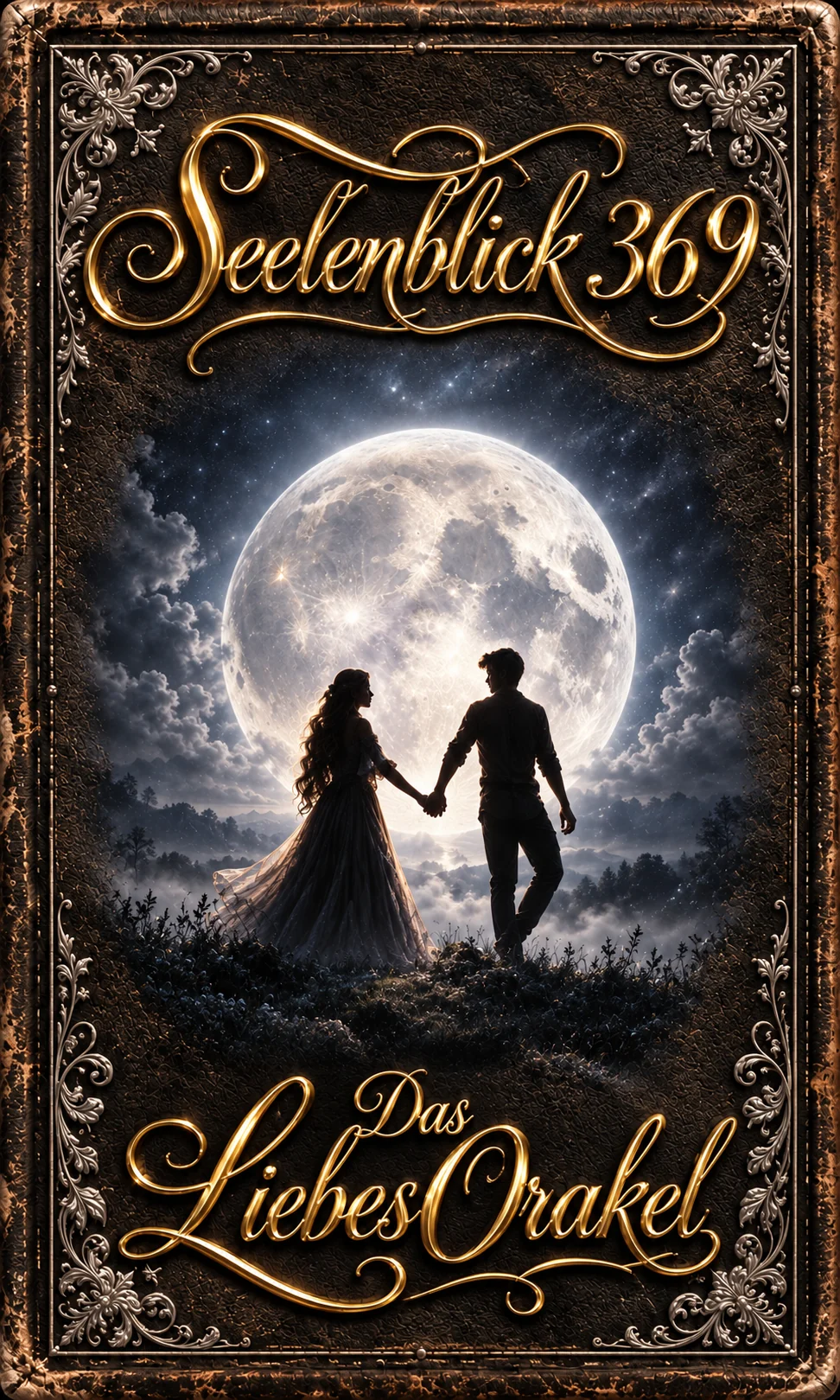 Seelenblick 369 — Das LiebesOrakel: Liebespaar Hand in Hand vor dem Vollmond